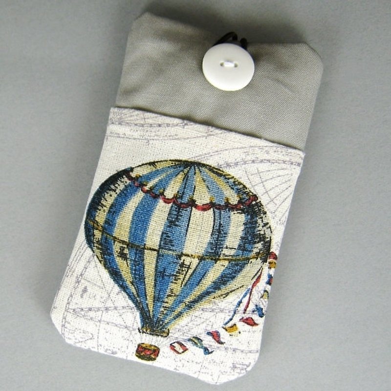 Customized phone bag, mobile phone bag, mobile phone protective cloth cover-hot air balloon - เคส/ซองมือถือ - ผ้าฝ้าย/ผ้าลินิน สีเทา