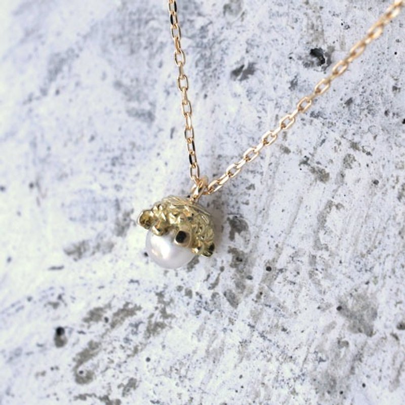Stone bowl necklace (K18YG) - สร้อยคอ - โลหะ สีทอง
