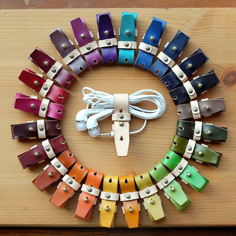 isni Wrap earphone cord 25 colors/ Handmade leather - ที่เก็บสายไฟ/สายหูฟัง - หนังแท้ หลากหลายสี