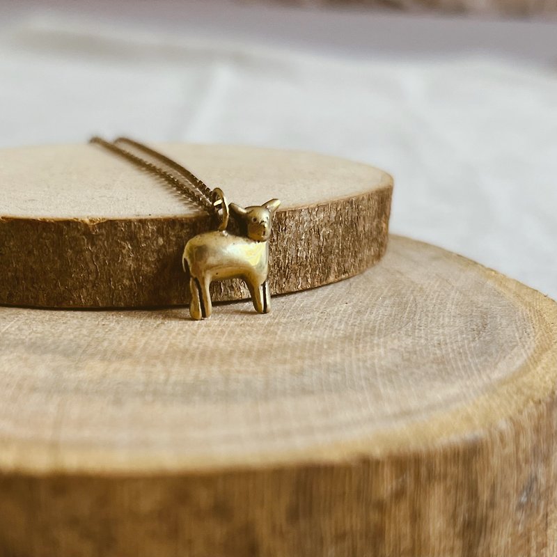 Lamb Animal Sterling Bronze Brass Necklace - สร้อยคอ - โลหะ สีเงิน