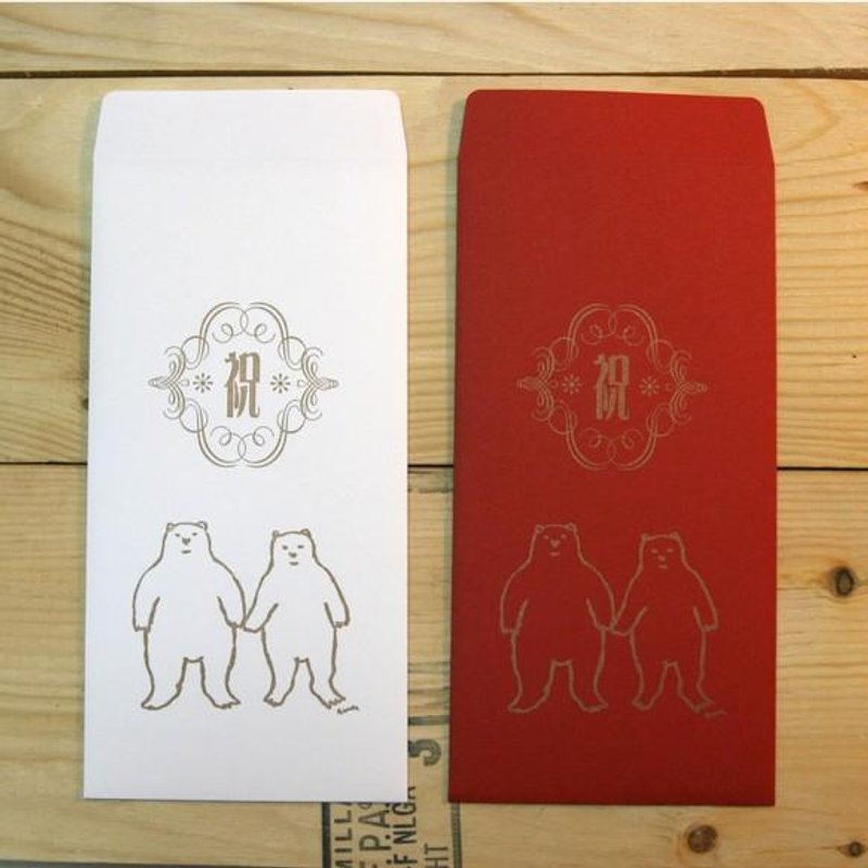 Envelopes (bear couple) 4 pieces set - การ์ด/โปสการ์ด - กระดาษ สีแดง