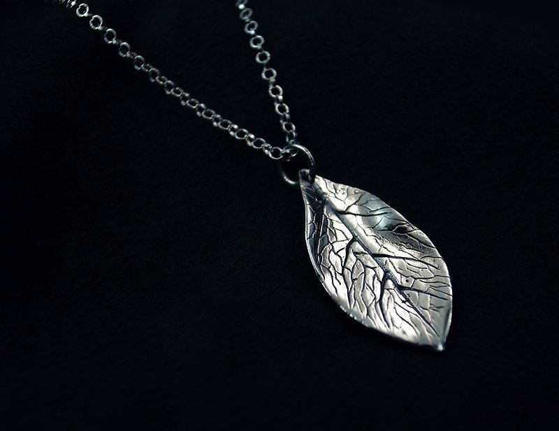[Leaf] Leaf 925 sterling silver pendant (leaf/leaf/leaf vein) blessing gift Mother's Day gift - Necklaces - Sterling Silver Silver
