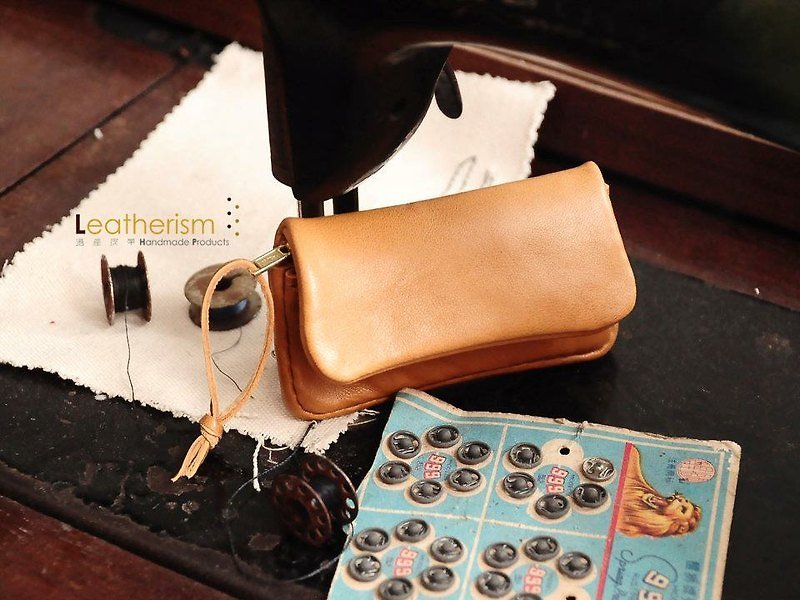 柔綿綿的手縫羊皮拉鏈零錢包 by Leatherism Handmade Products＊免郵費＊ - Coin Purses - Genuine Leather 