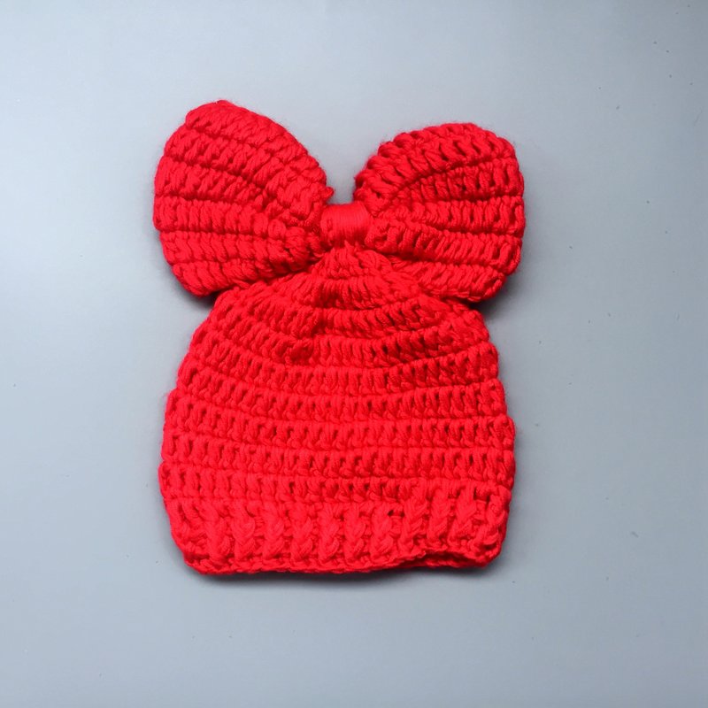 La Chamade / Handmade Red Ribbon Baby Hat - Bibs - Other Materials Red