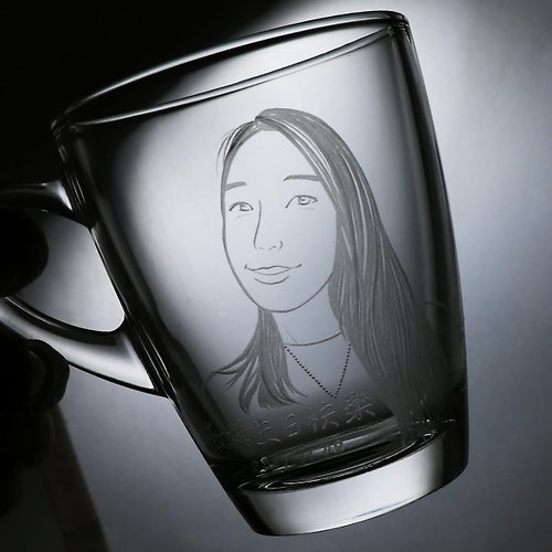 MSA玻璃雕刻 320cc【MSA肖像杯】(寫實版) 人像馬克杯 客製化似顏繪