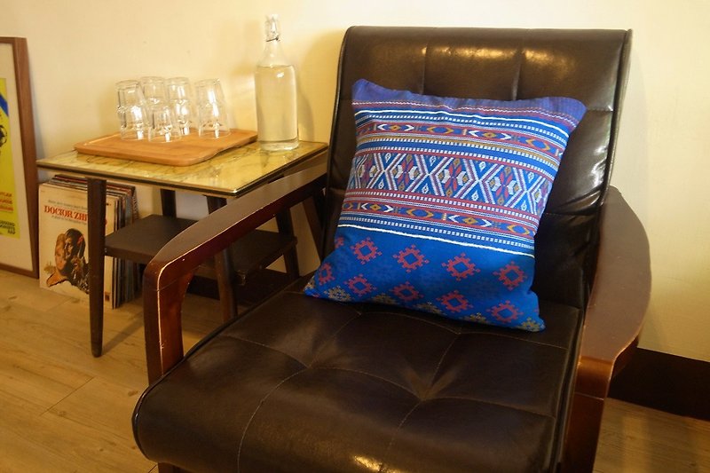 フェアトレードTaibei全国手織り手作り枕カバー - 枕・クッション - コットン・麻 ブルー