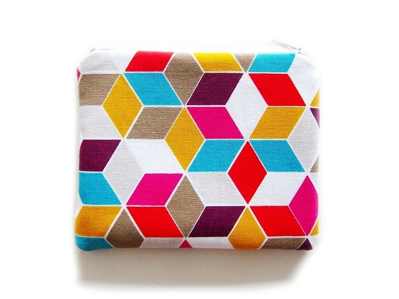 Zipper bag / purse / mobile phone sets of color three-dimensional lattice - Coin Purses - Other Materials Multicolor