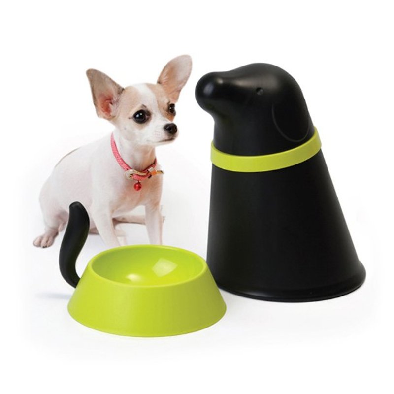 QUALY 帕皮-附碗飼料桶 - 寵物碗/碗架/自動餵食器 - 塑膠 白色
