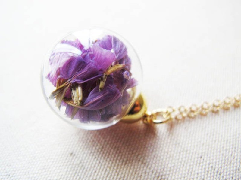 * Rosy Garden * Do not forget the grass purple glass ball necklace - Necklaces - Glass Purple