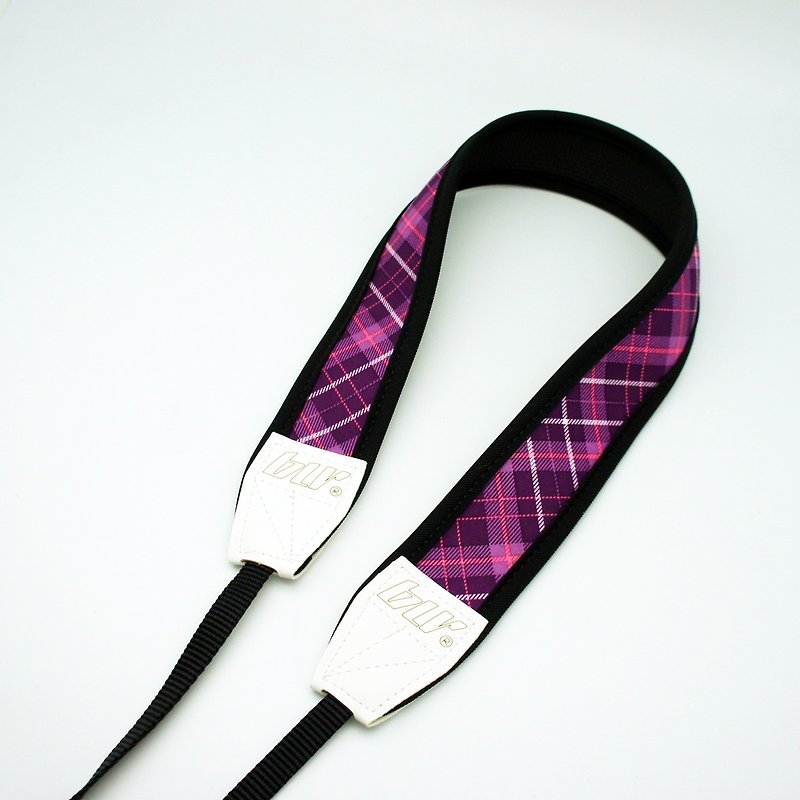 BLR Handmade Reduce stress Camera strap [ Red Plaid ] - Camera Straps & Stands - Other Materials Purple
