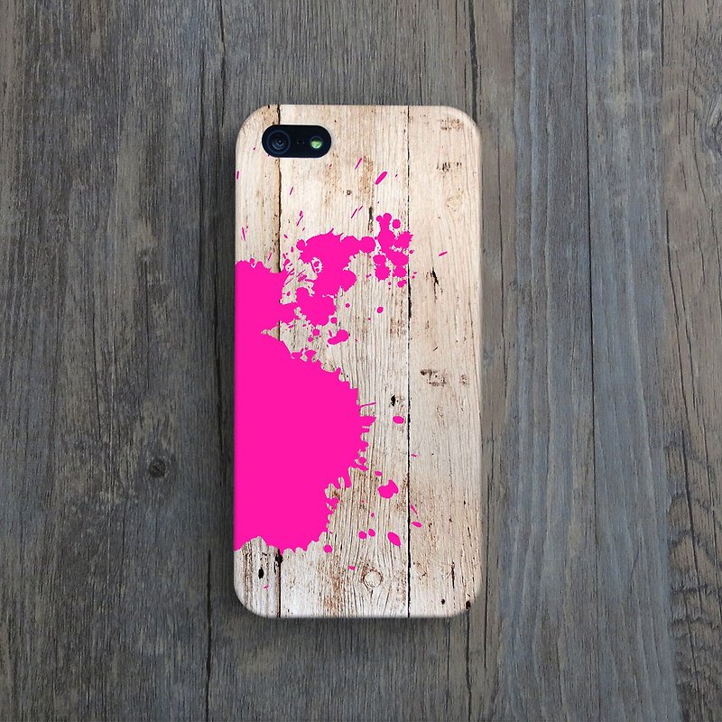 OneLittleForest - 原創手機保護殼- iPhone 4, iPhone 5, iPhone 5c- 熒光潑墨 - 手機殼/手機套 - 塑膠 粉紅色