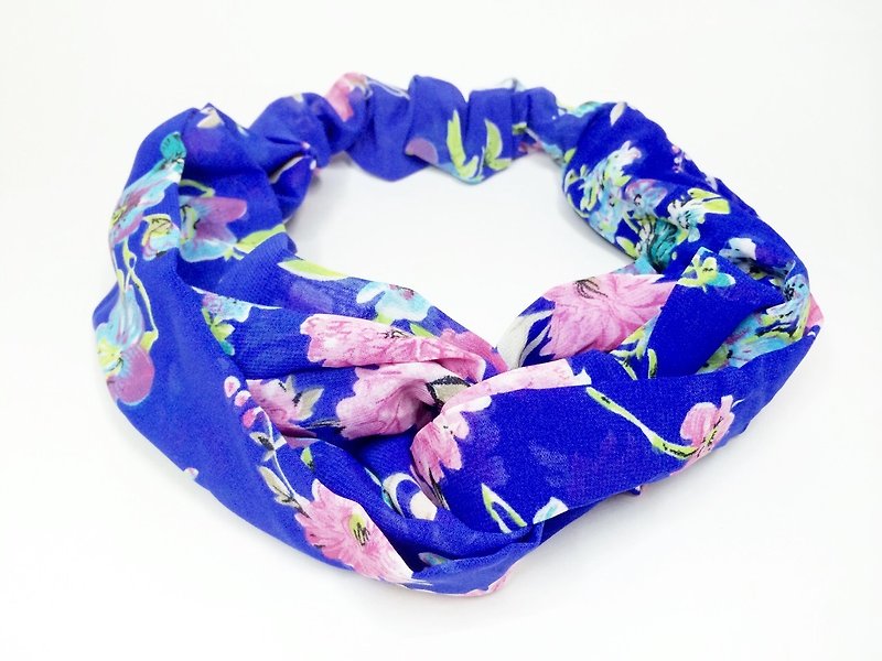 Sapphire blue purple floral headband - เครื่องประดับผม - วัสดุอื่นๆ หลากหลายสี