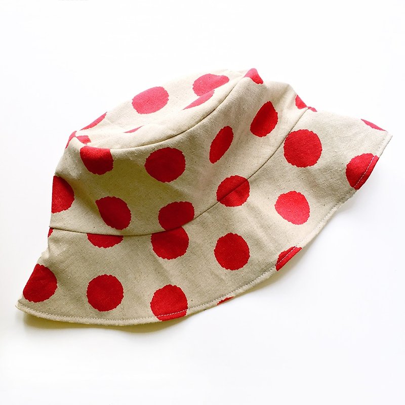 Nordic series polka dot cotton fisherman hat handmade hat - Hats & Caps - Other Materials Red