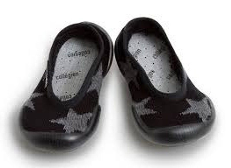 2015 NUNUNU+collegien 黑底灰星星平口襪鞋(小孩款) - 童裝鞋 - 其他材質 黑色
