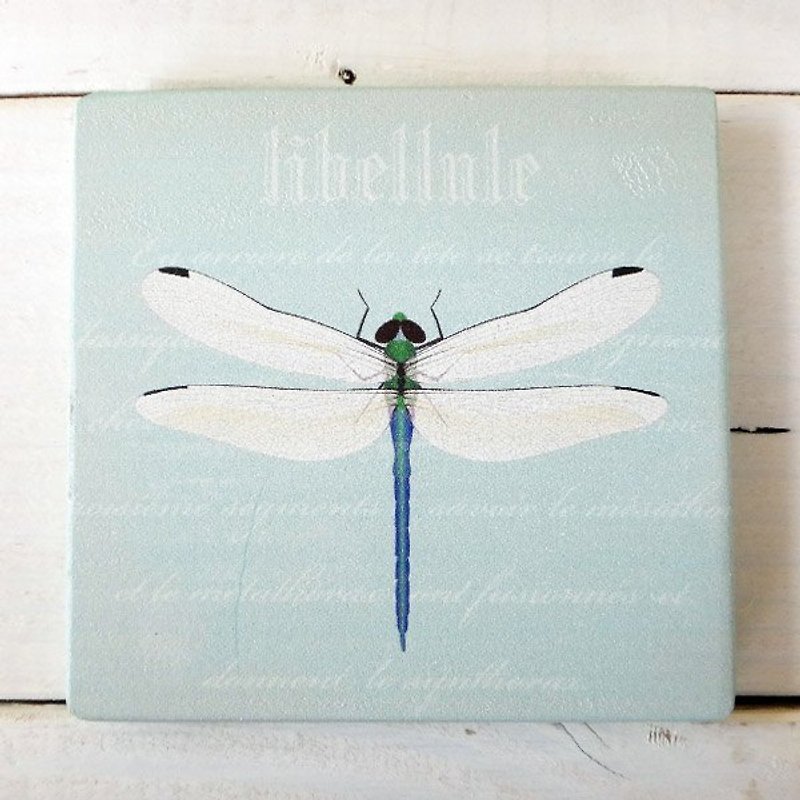 杯墊-實木-蜻蜓-湖水藍 - 杯墊 - 木頭 多色