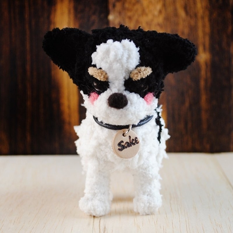 12cm pet cloned [feiwa Fei handmade doll] longhaired Chihuahua pet keychain pet doll (Welcome to order your dog) - Stuffed Dolls & Figurines - Other Materials Black
