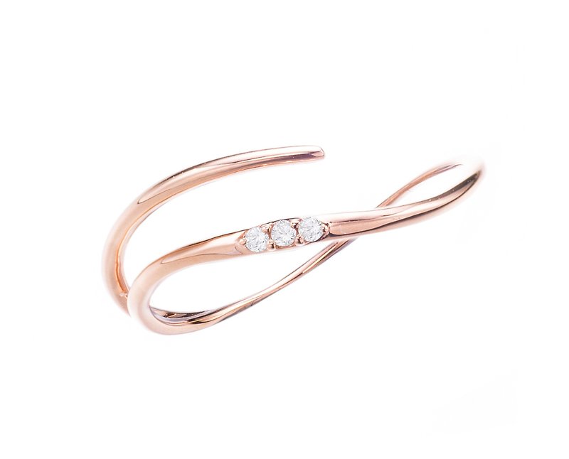 Rose Gold Engagement Ring, 14k Rose Gold Diamond Wedding Band, Simple Gold Ring - แหวนคู่ - เพชร สีทอง