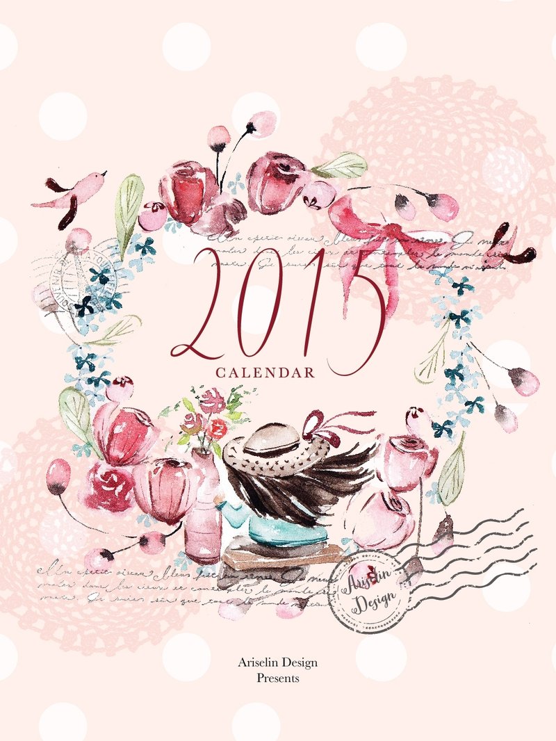 【花園裡的盪鞦韆】Ariselin Design 2015 三角桌曆（再版預購中） - 筆記本/手帳 - 紙 粉紅色