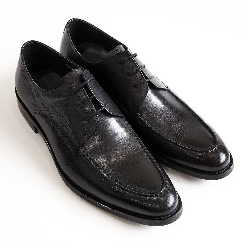 [LMdH] C1A10-99 buffalo leather strap U-TIP wood with handmade black derby shoes ‧ ‧ Free Shipping - รองเท้าอ็อกฟอร์ดผู้ชาย - หนังแท้ สีดำ