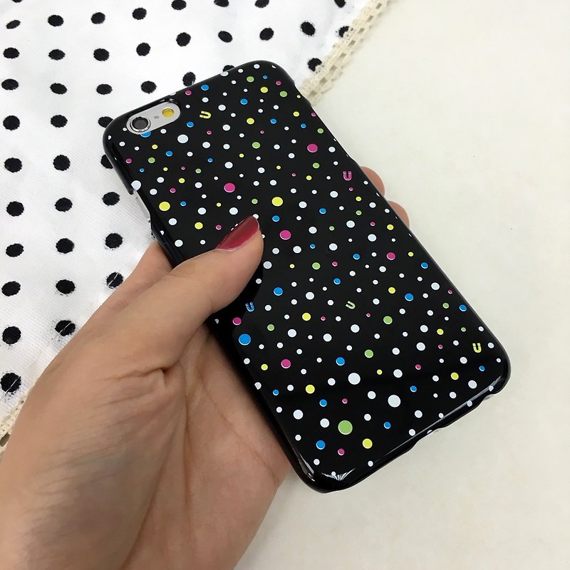 Stardust Black & Color Dots Print Hard Case for iPhone X,  iPhone 8,  iPhone 8 Plus,  iPhone 7 case, iPhone 7 Plus case, iPhone 6/6S, iPhone 6/6S Plus, Samsung Galaxy Note 7 case, Note 5 case, S7 Edge case, S7 case - อื่นๆ - พลาสติก 
