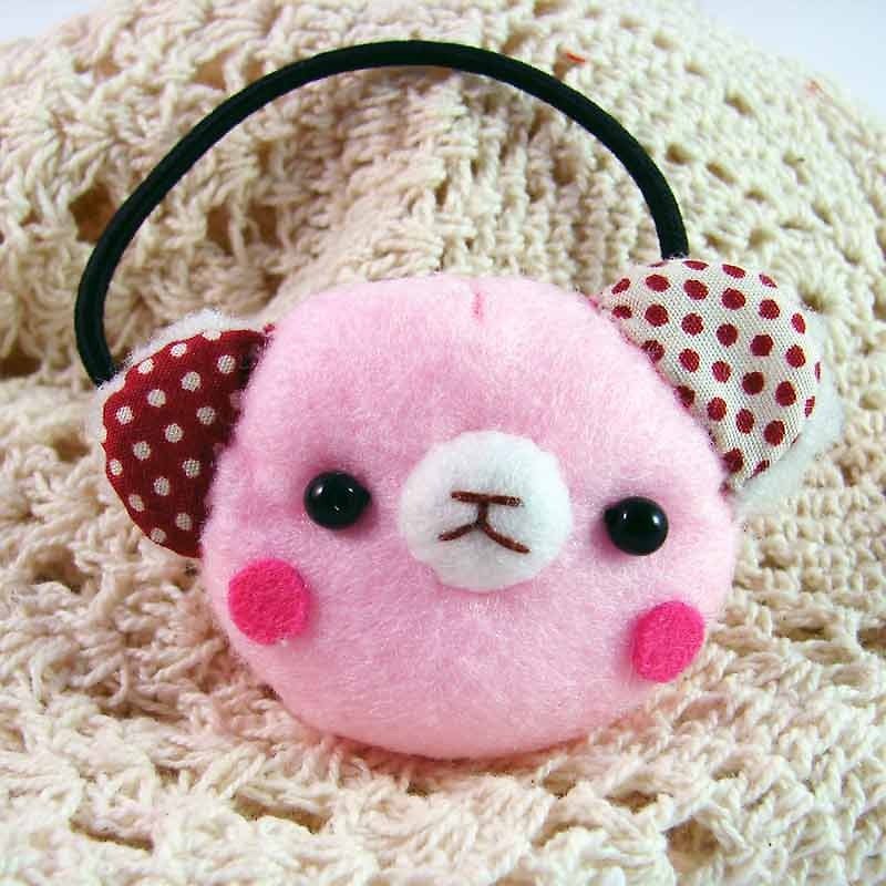 Cheerful. Bear Hair Bundle/Hairpin/Hair Accessories_Pink - เครื่องประดับผม - วัสดุอื่นๆ สึชมพู