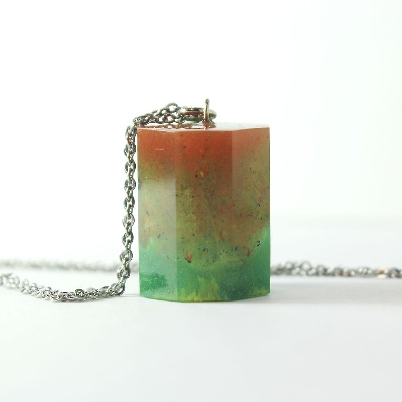 Epoxy Resin Necklace / everything will flow / vol. 9 - Necklaces - Plastic Green