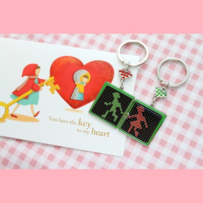 Birthday/Lover/Christmas Gift Sweet Love Group: Universal Card and Keyring-Little Green Man and Little Red Man - อื่นๆ - กระดาษ 