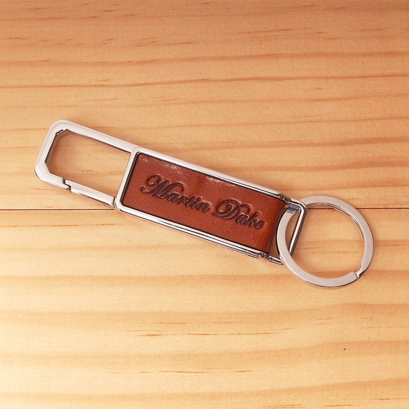  Leather Key Chain Corkscrew Opener Light Brown - Keychains - Genuine Leather Brown
