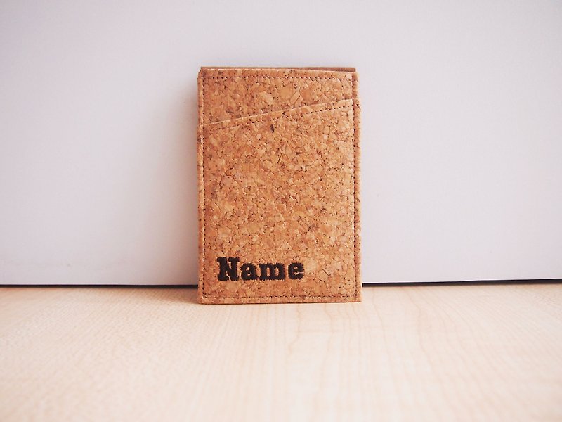 Personalized Name Cork Card Holder Card Wallet  - ที่เก็บนามบัตร - ไม้ สีนำ้ตาล