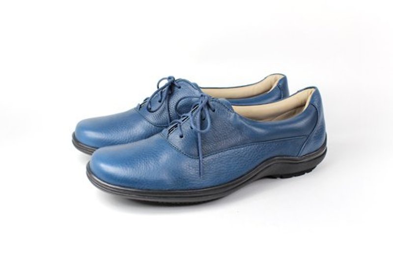 Blue │ slender gentleman casual shoes - รองเท้าลำลองผู้ชาย - หนังแท้ สีน้ำเงิน