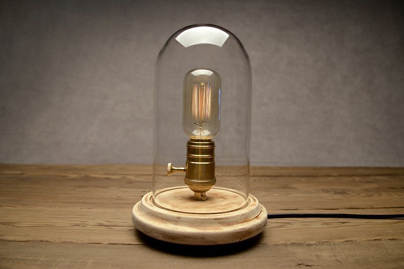 復古工業風玻璃罩台燈 - 燈具/燈飾 - 玻璃 咖啡色