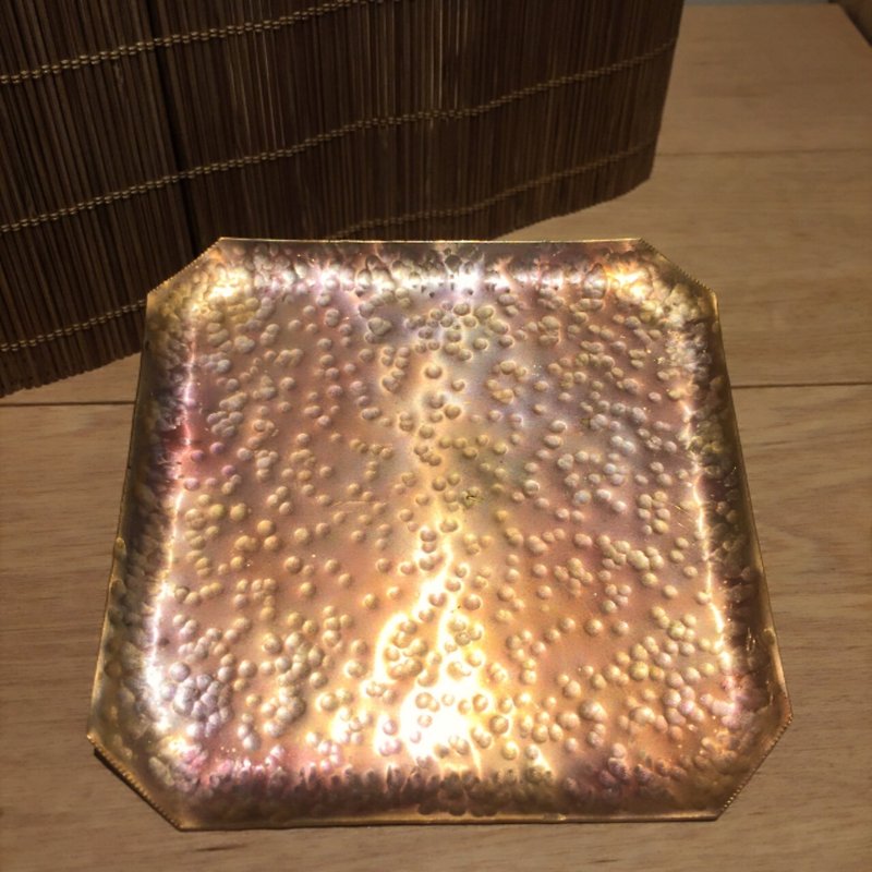 Metalworking calcined copper gold of square coasters - Small Plates & Saucers - Other Metals 
