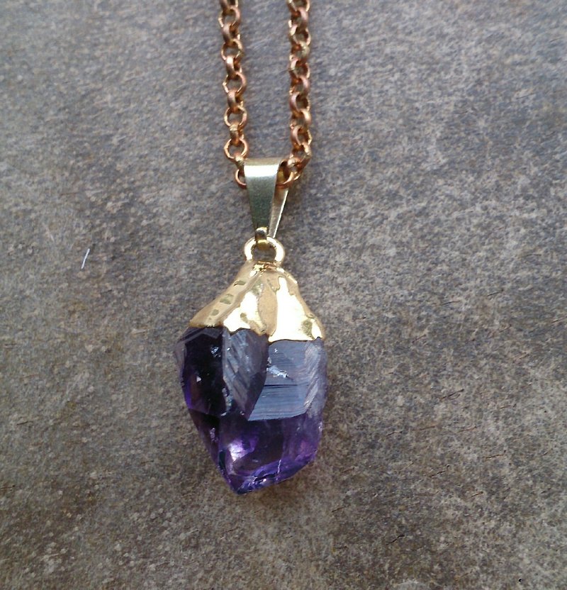 紫水晶原礦項鍊（D） - Necklaces - Gemstone Purple