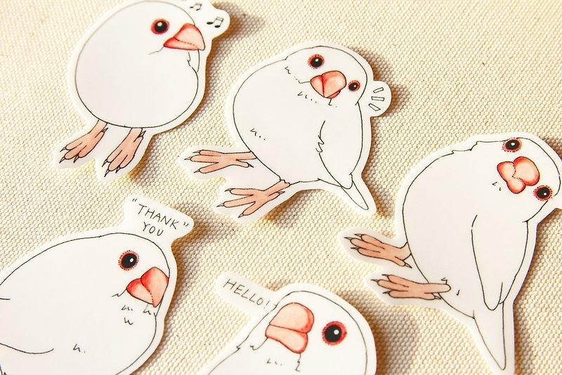 Bai birds painted waterproof sticker set - สติกเกอร์ - วัสดุอื่นๆ 