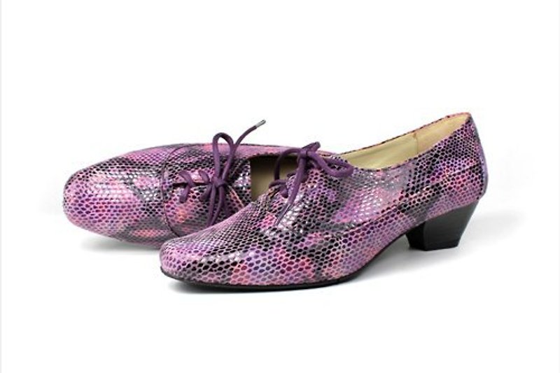 紫 雅痞方型鞋 - 女牛津鞋/樂福鞋 - 真皮 紫色