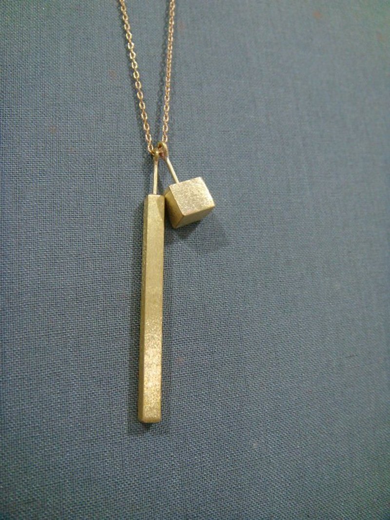 【StUdio】Valentine's Day-Two Sides Block Series Necklace 8 - Necklaces - Other Metals Yellow