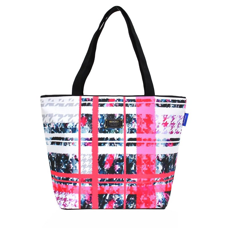 COPLAY  tote bag-pink plaid sweet heart - Messenger Bags & Sling Bags - Waterproof Material Pink