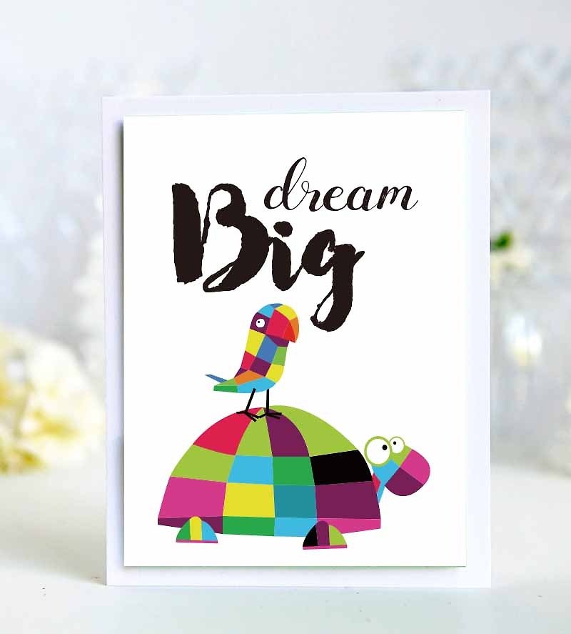 3 Dream Big-purpose greeting card / birthday also applicable / English handmade cards - Cards & Postcards - Paper Yellow