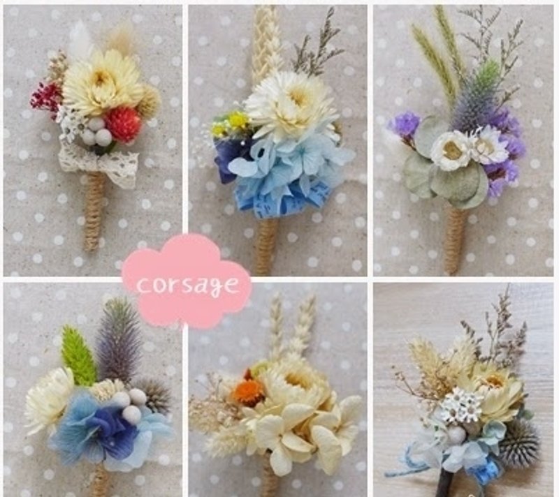 [ Love corsage ] - 乾燥胸花六只套組優惠系列 - 盆栽/植栽 - 植物．花 多色