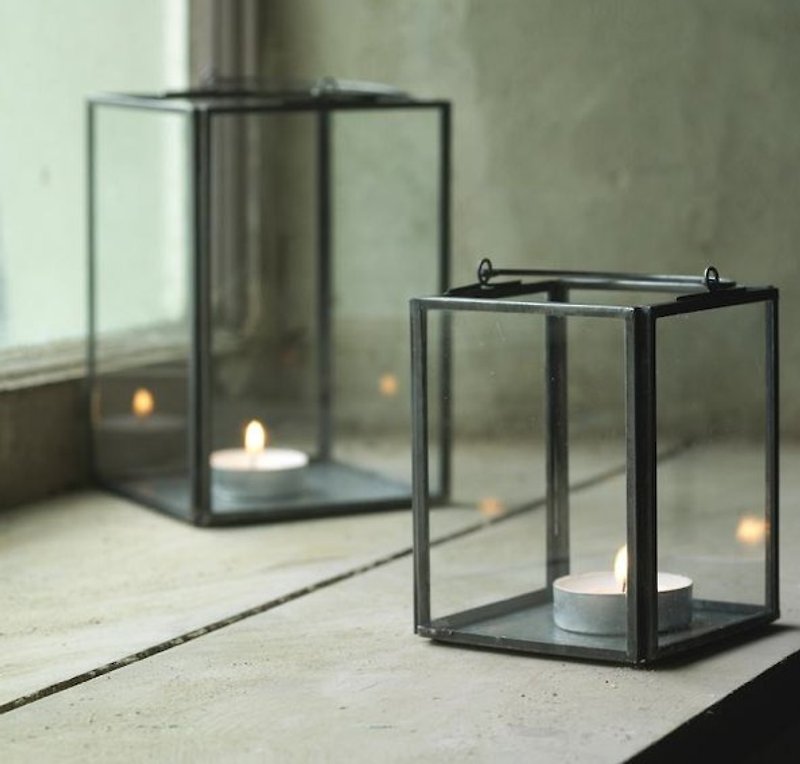 British n & amp; kuku cast iron frame and glass box candle chandelier (large) - Lighting - Wax 