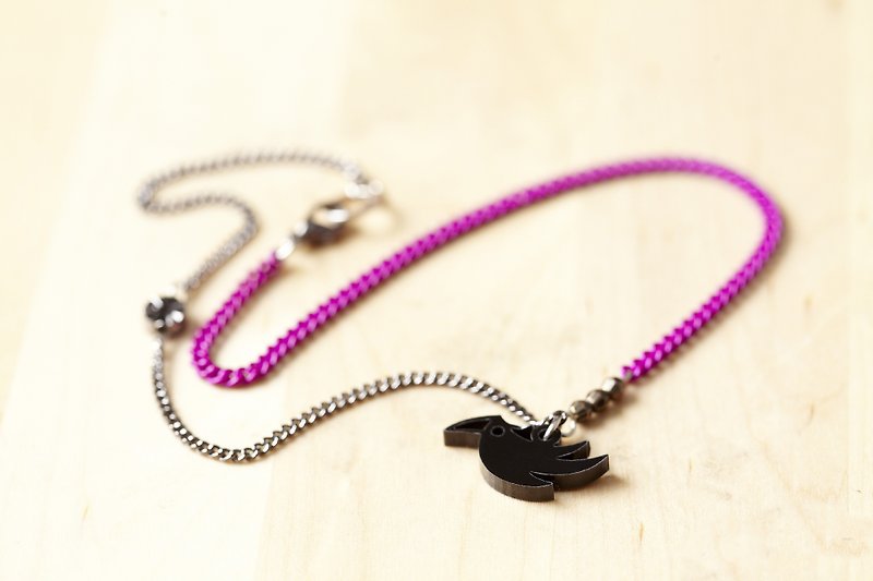 Handmade necklace - lucky to explode birds - Bracelets - Acrylic Black