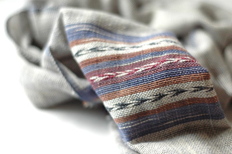 Cotton hand-woven scarves - Sky - ผ้าพันคอ - ผ้าฝ้าย/ผ้าลินิน สีน้ำเงิน
