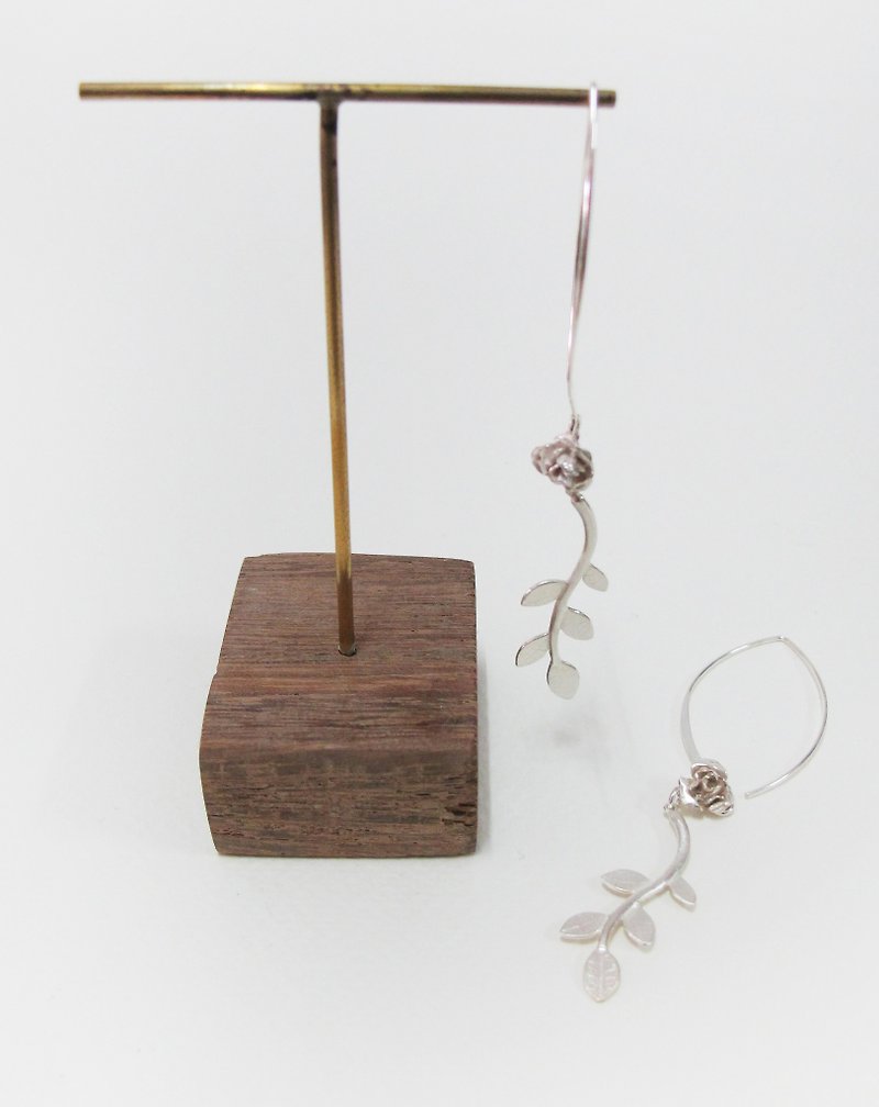 Màn workers [Bud ​​and Rose] - Earrings & Clip-ons - Other Metals White