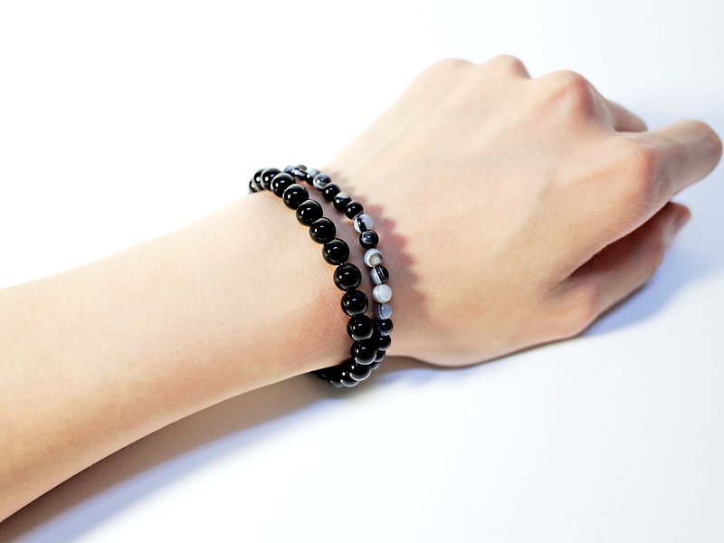 Black Bracelet , Agate (two) - Bracelets - Gemstone Black