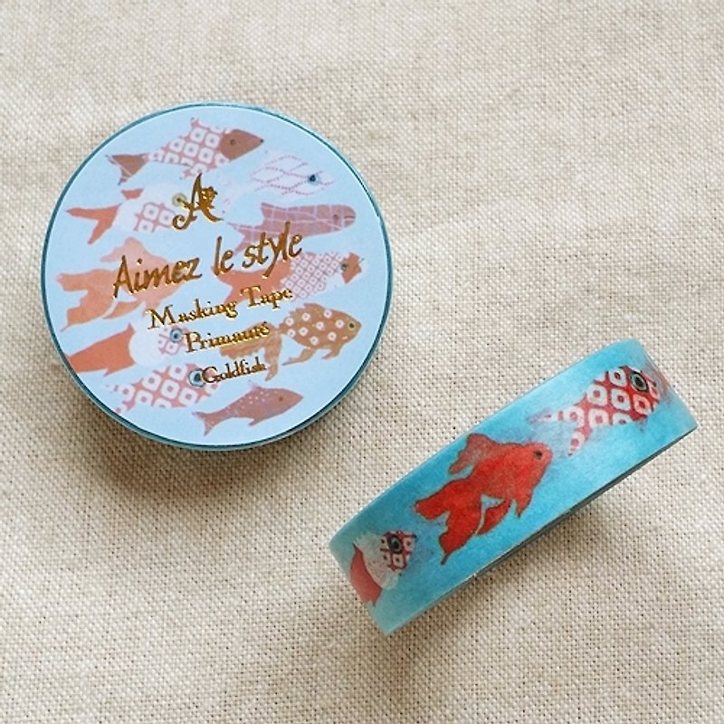 Aimezルスタイルと紙テープ（02969金魚） - マスキングテープ - 紙 ブルー