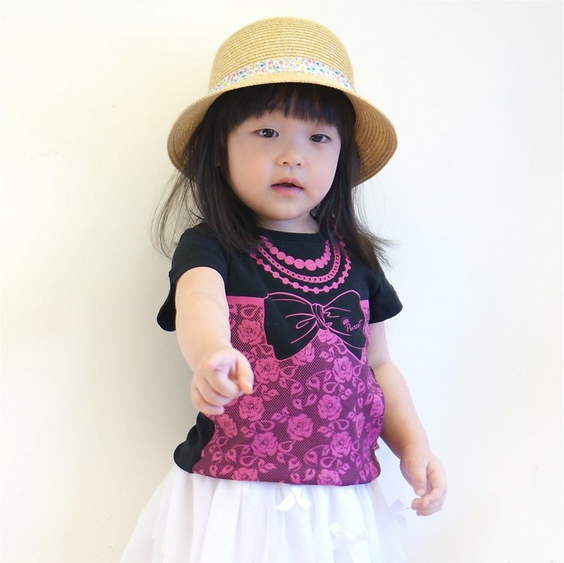 PUREST Little Lady Short Sleeve T-Shirt Top [100% Made in Taiwan] Black - เสื้อยืด - ผ้าฝ้าย/ผ้าลินิน สีดำ