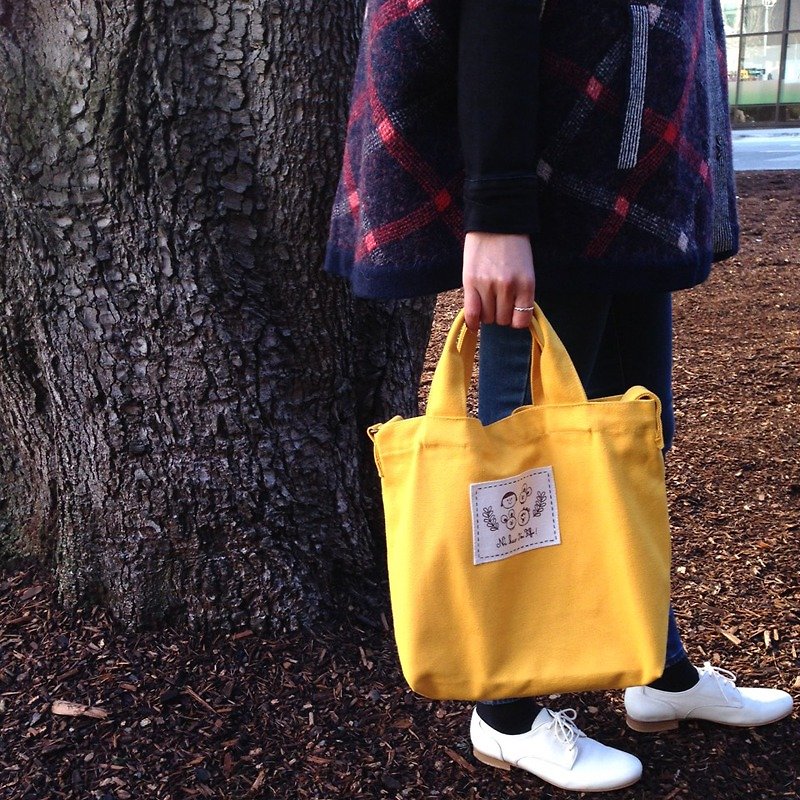 Ni Hao Im FiFi Cotton Canvas Dual-Purpose Bag (Cloth Standard) Crossbody/Portable - Yellow - Messenger Bags & Sling Bags - Paper Orange