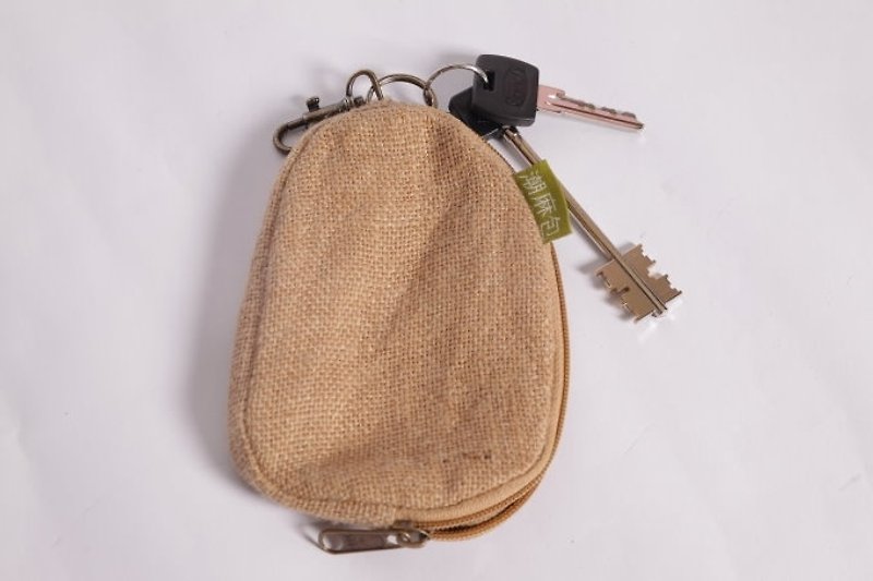 穿上幸福的 鑰匙 潮麻包 環保袋 - 零錢包/小錢包 - 植物．花 卡其色