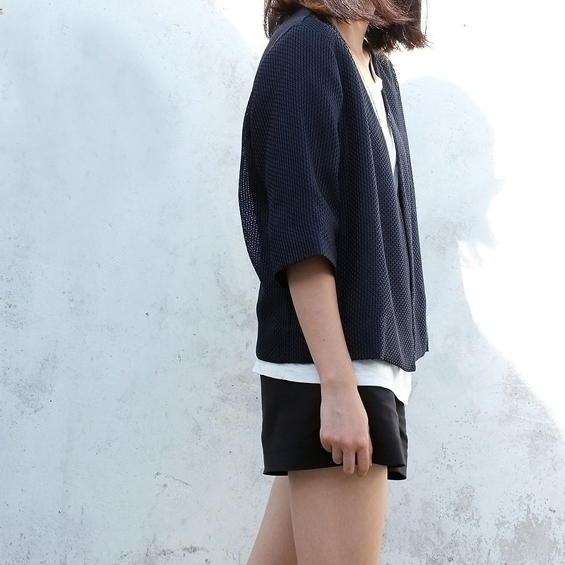 Gaoguo/GAOGUO original designer women's clothing brand 2014 autumn winter spring new minimalist short jacket - เสื้อแจ็คเก็ต - วัสดุอื่นๆ สีน้ำเงิน