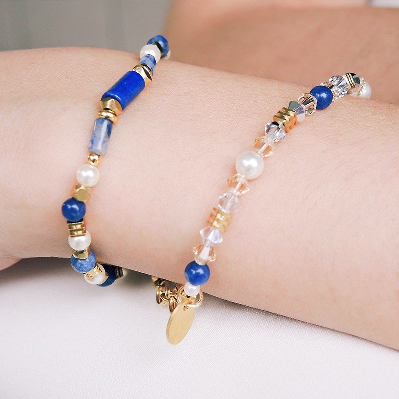 Pisces ◆constellation - Natural stone / Gemstone / Brass / Bracelet Jewelry design - Bracelets - Gemstone Blue